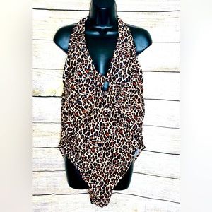 Kona Sol Twist Front Animal Print One Piece swimsuit size 22w